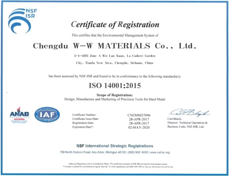 W-Matériaux et certifications